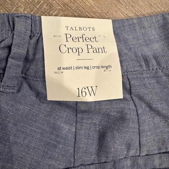 TALBOTS WOMENS 16W BLUE KHAKI CROPPED PANTS NEW - Picture 12 of 12